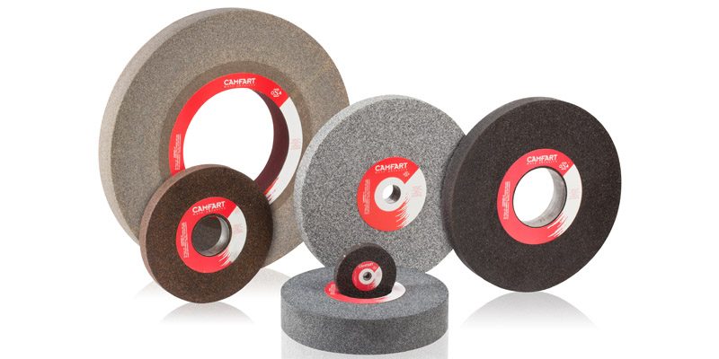 Gray and brown CAMFART grinding wheels